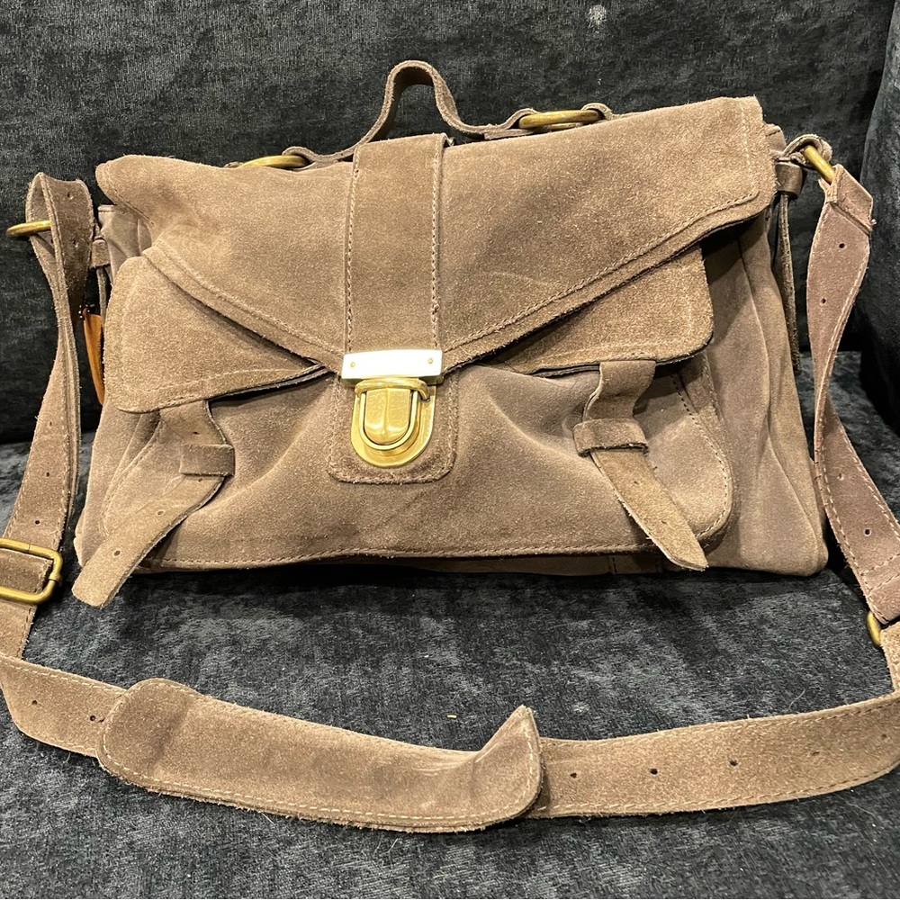 Gap Gray Suede Messenger Bag